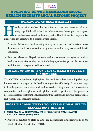 Overview of the Nasarawa State Health Security Legal Reform Project